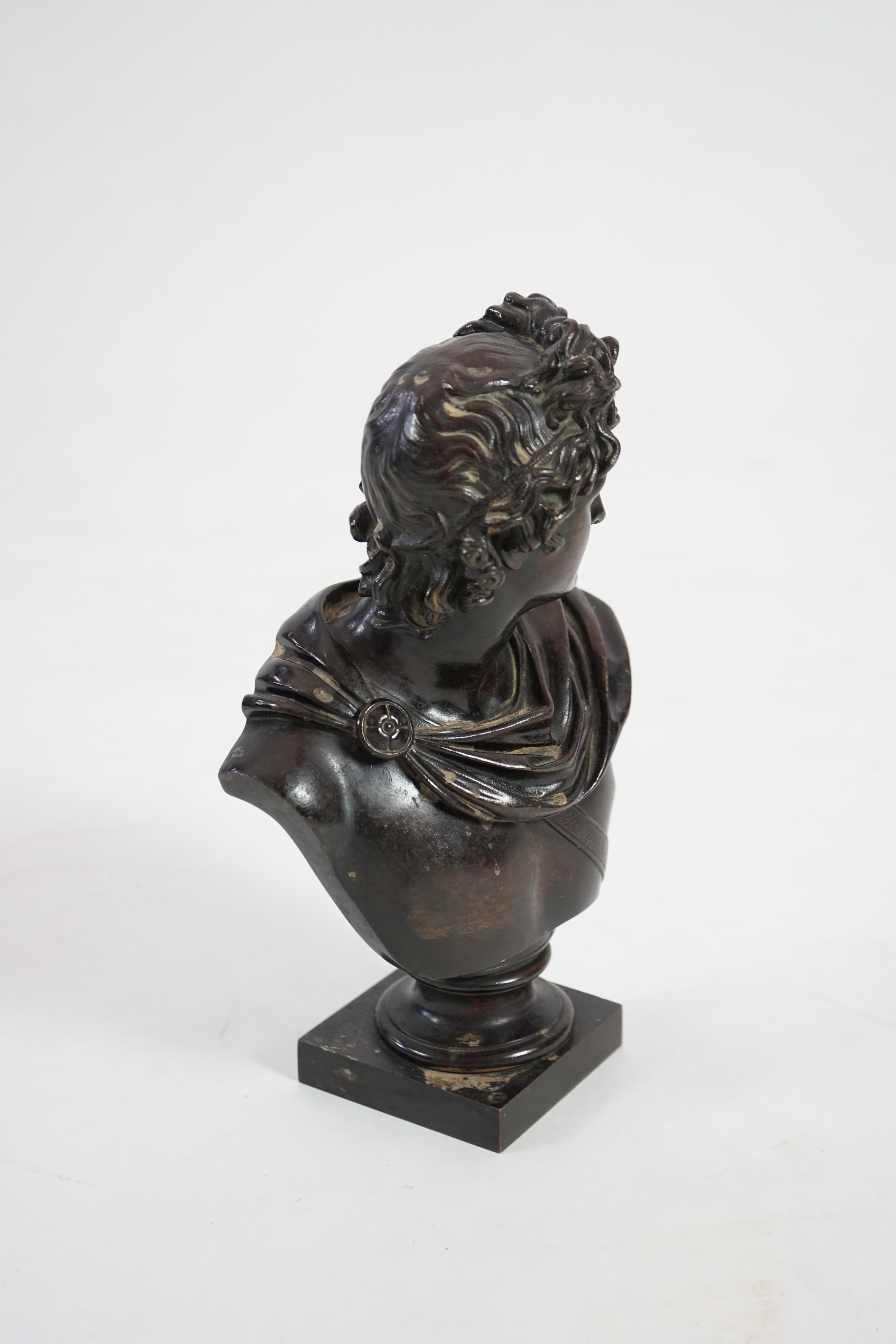 After the antique, a late 19th century Italian bronze bust of Apollo Belvedere